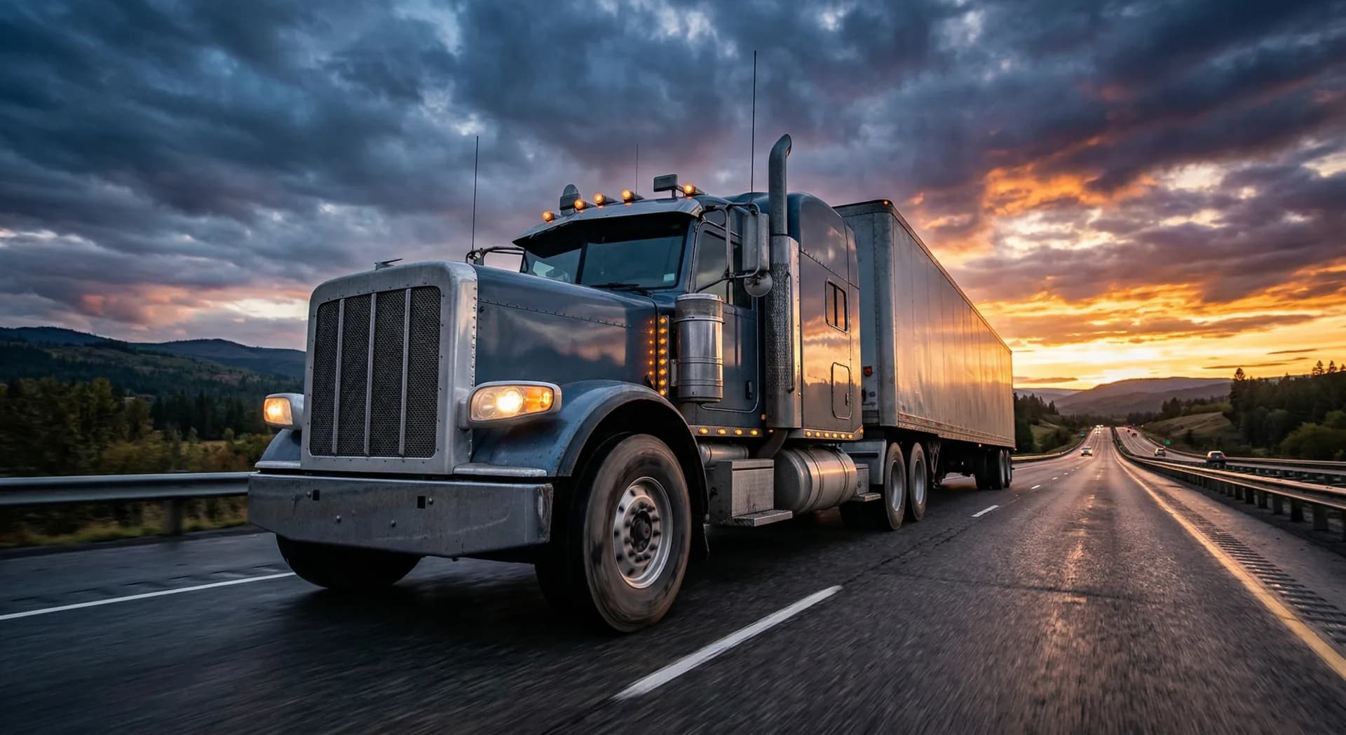 Large commercial truck on a highway